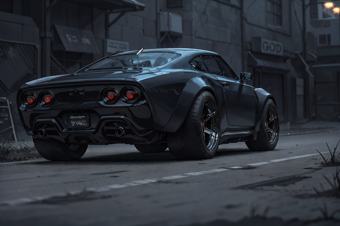 01248-1026163020-A menacing black muscle car, concept car, mean, growling loudly with chrome details glinting, parked on a deserted road at night.png